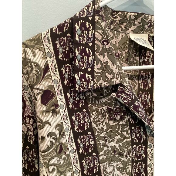 Allison Daley Womens Button Up Shirt Plus Size 18 Tunic Purple Paisley Boho Work - Picture 2 of 11